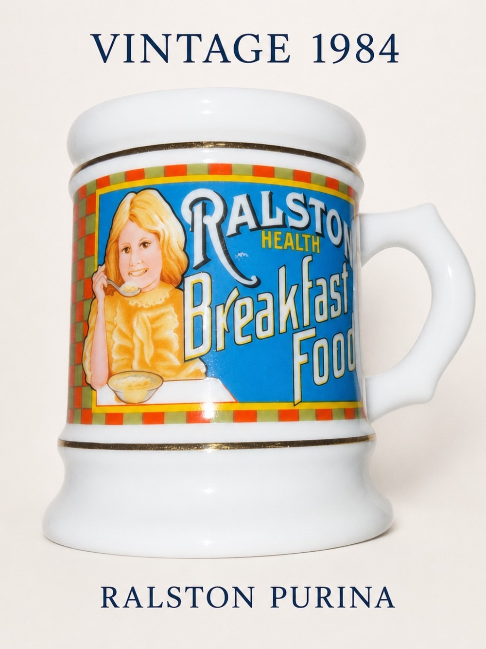 Vintage 1984 Ralston Purina Breakfast Food Franklin Porcelain Mug